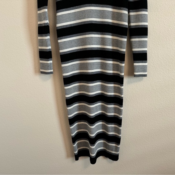 Theory Empire Wool Stripe Midi Dress Sweater Knit Dress - Picture 8 of 16